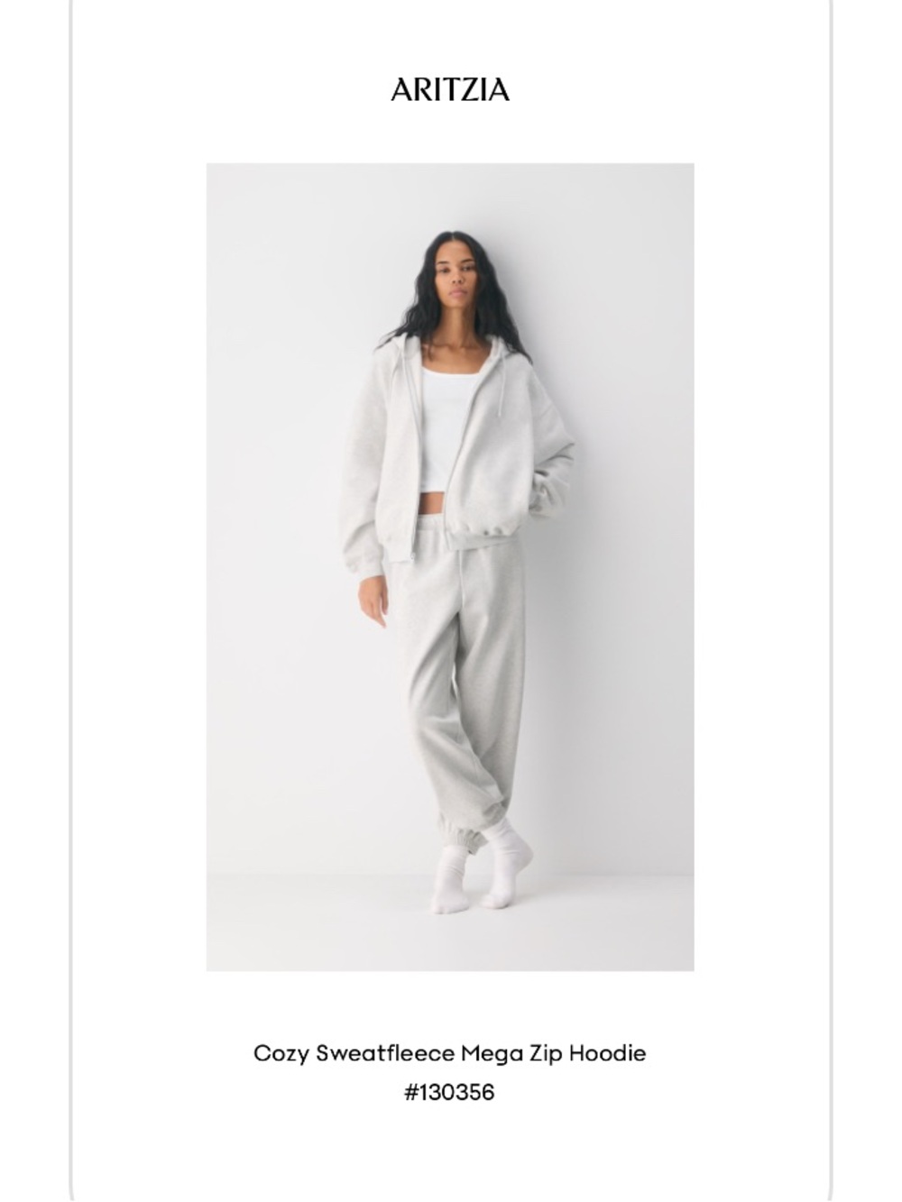 Aritzia Cozy Sweatfleece Mega Zip Hoodie  - Light Gray (heather cloud white)